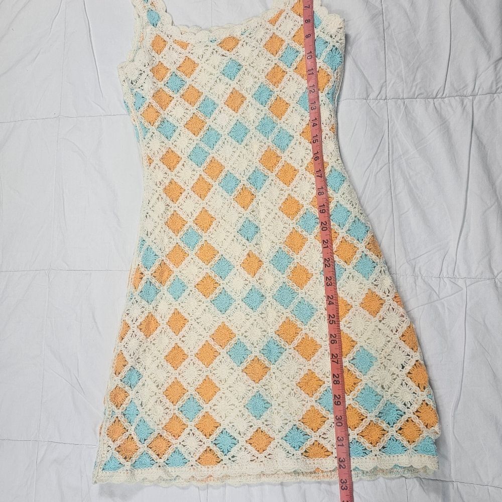 Entro Colorful Crochet Knit Sleeveless Mini Dress Women's Size‎ Small - Picture 13 of 13